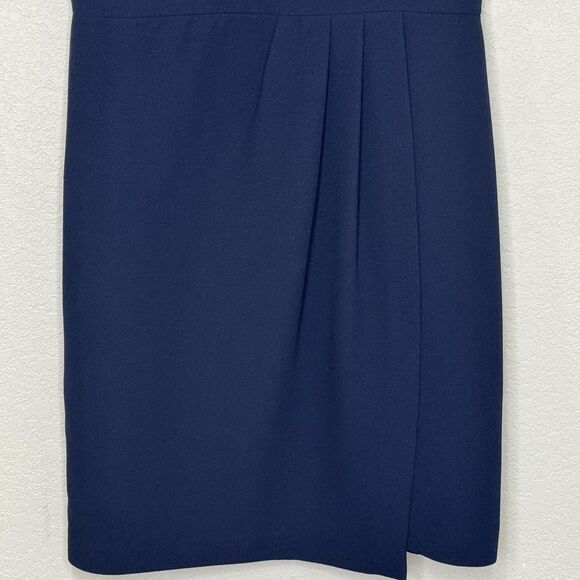 Club Monaco Dress Womens 6 Navy Blue V-Neck Wrap Sheath Lined Zip Back Office - Picture 5 of 10